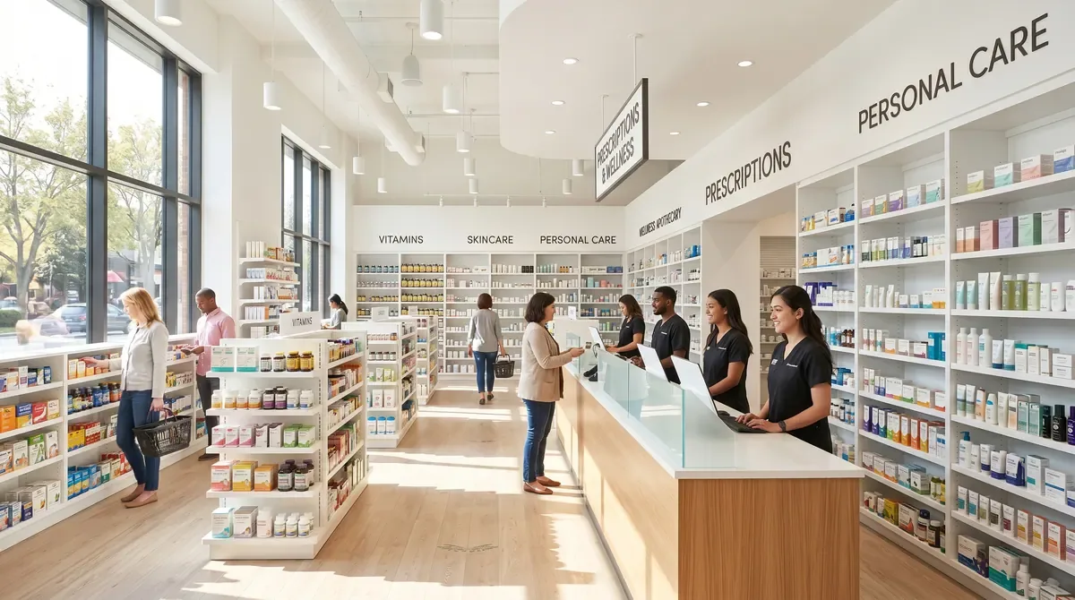 Anaqueles de Farmacias del Ahorro en México con productos de suplementación